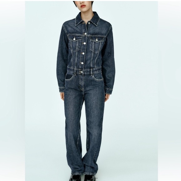 ZARA DENIM TRF JUMPSUIT Size Small NWT - Picture 3 of 12